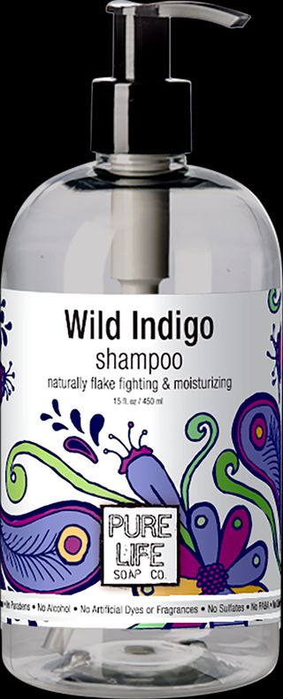 Rendering of Wild Indigo shampoo in new bottle