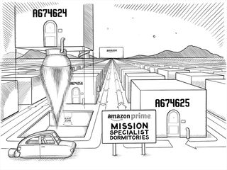 Space Dave's small cube apartment blasts off from the foundation.