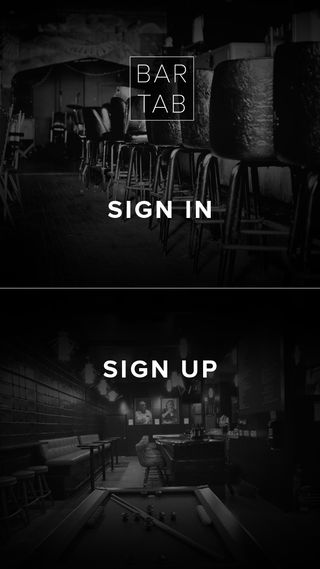 Bar Tab application sign-in and sign-up screen