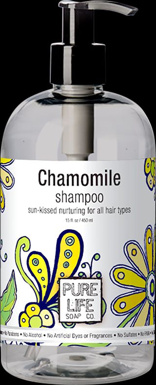 Rendering of Chamomile shampoo in new bottle