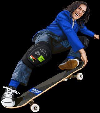 Harris Crail graphic of Kamala Harris on a skateboard