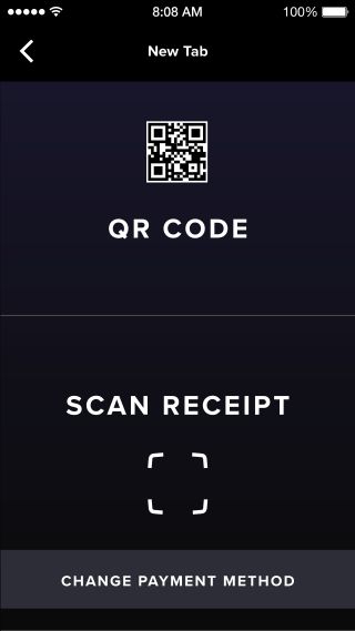 Bar Tab application payment scan menu screen