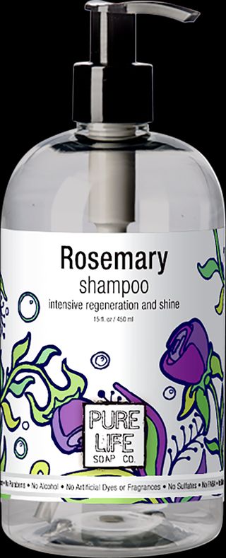 Rendering of Rosemary shampoo in new bottle