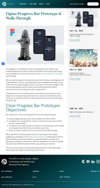 Figma variables progress bar and loading counter prototype blog post on Three29 agency website
