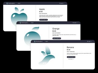 Figma Community advanced prototype individual store items: apple, banana, and orange