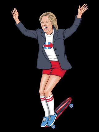  Gnarly Electrion graphic of Hillary Clinton on a skateboard