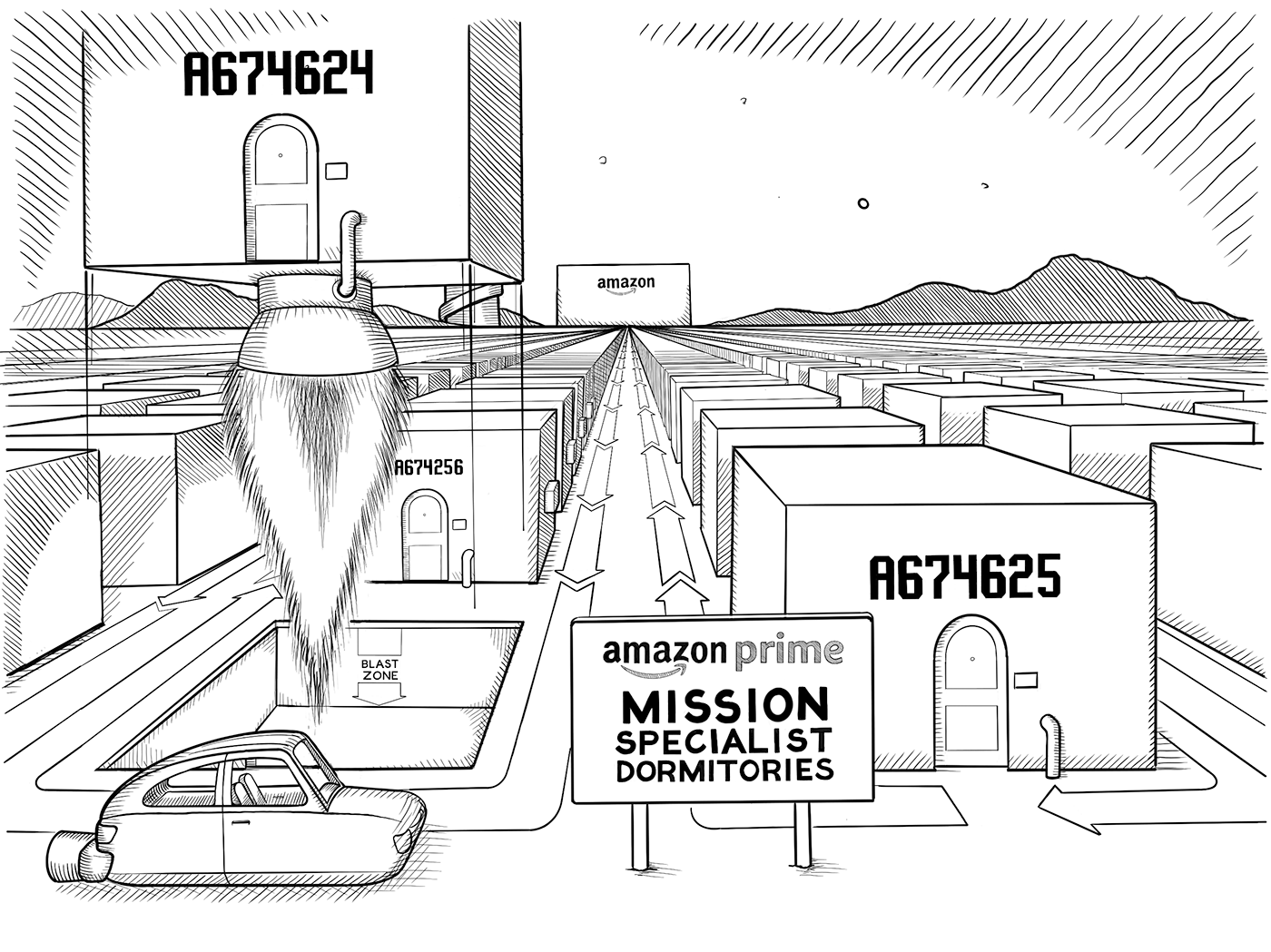 Space Dave's small cube apartment blasts off from the foundation.