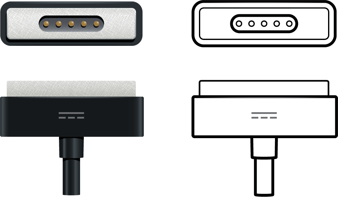 Apple TV magnetic power connector rendering and line artwork