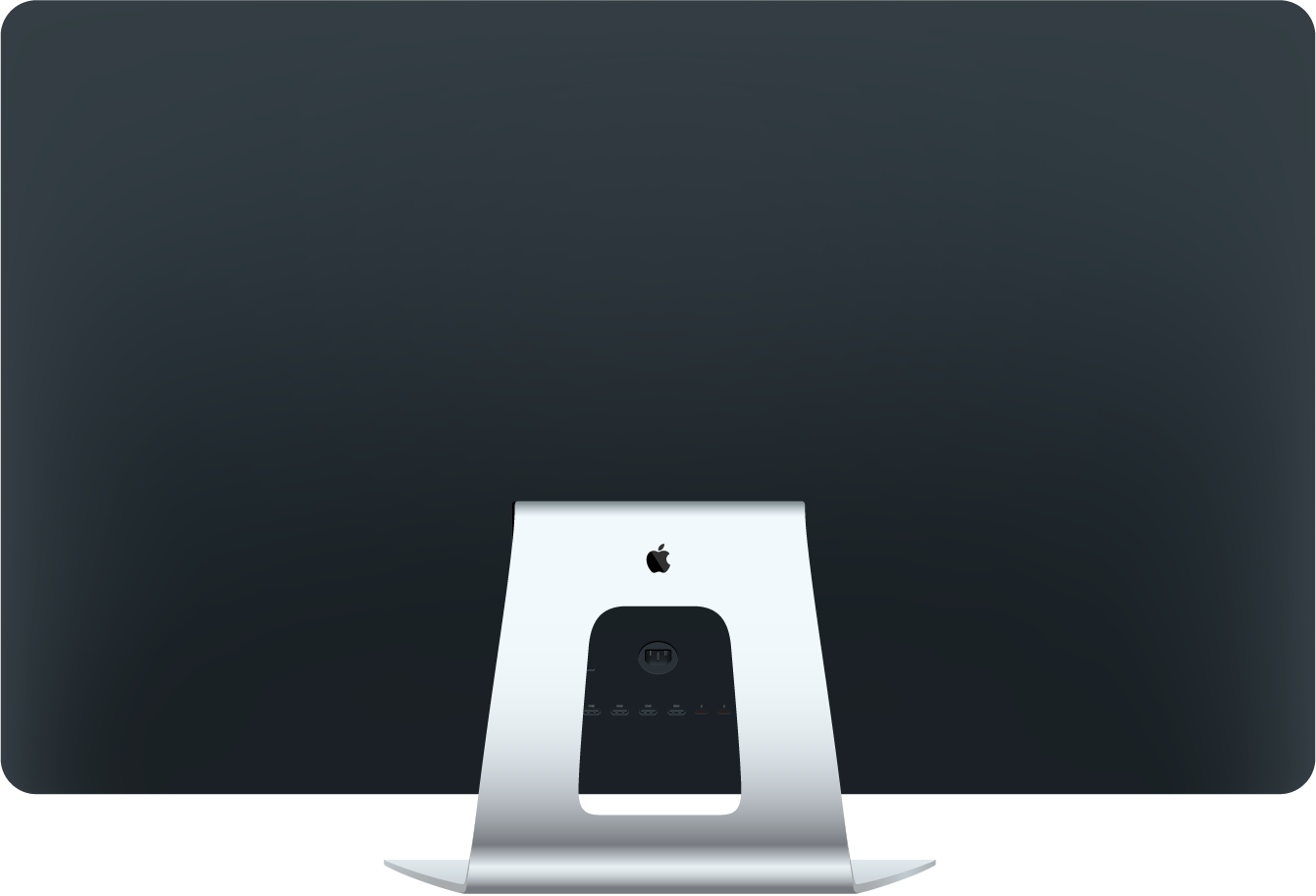 Apple TV television set and rear stand product rendering back view