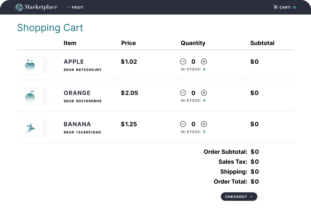 Figma Community advanced prototype view of shopping cart with items counter and total & subtotal