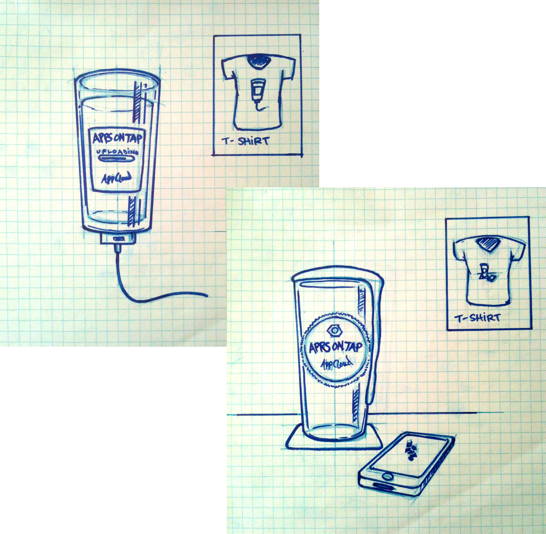 Sketches of app cloud Apps on Tap graphic