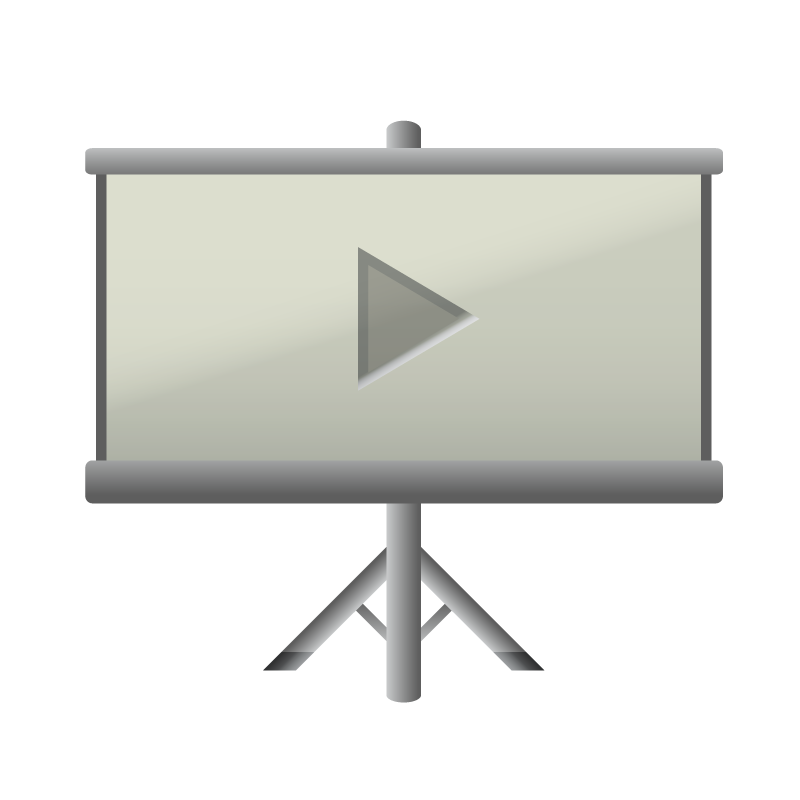 Icon of projector screen with play button