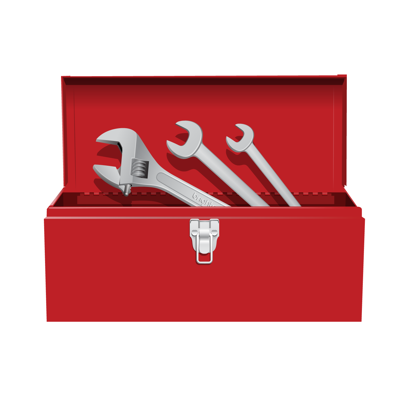 Icon of red toolbox with tools