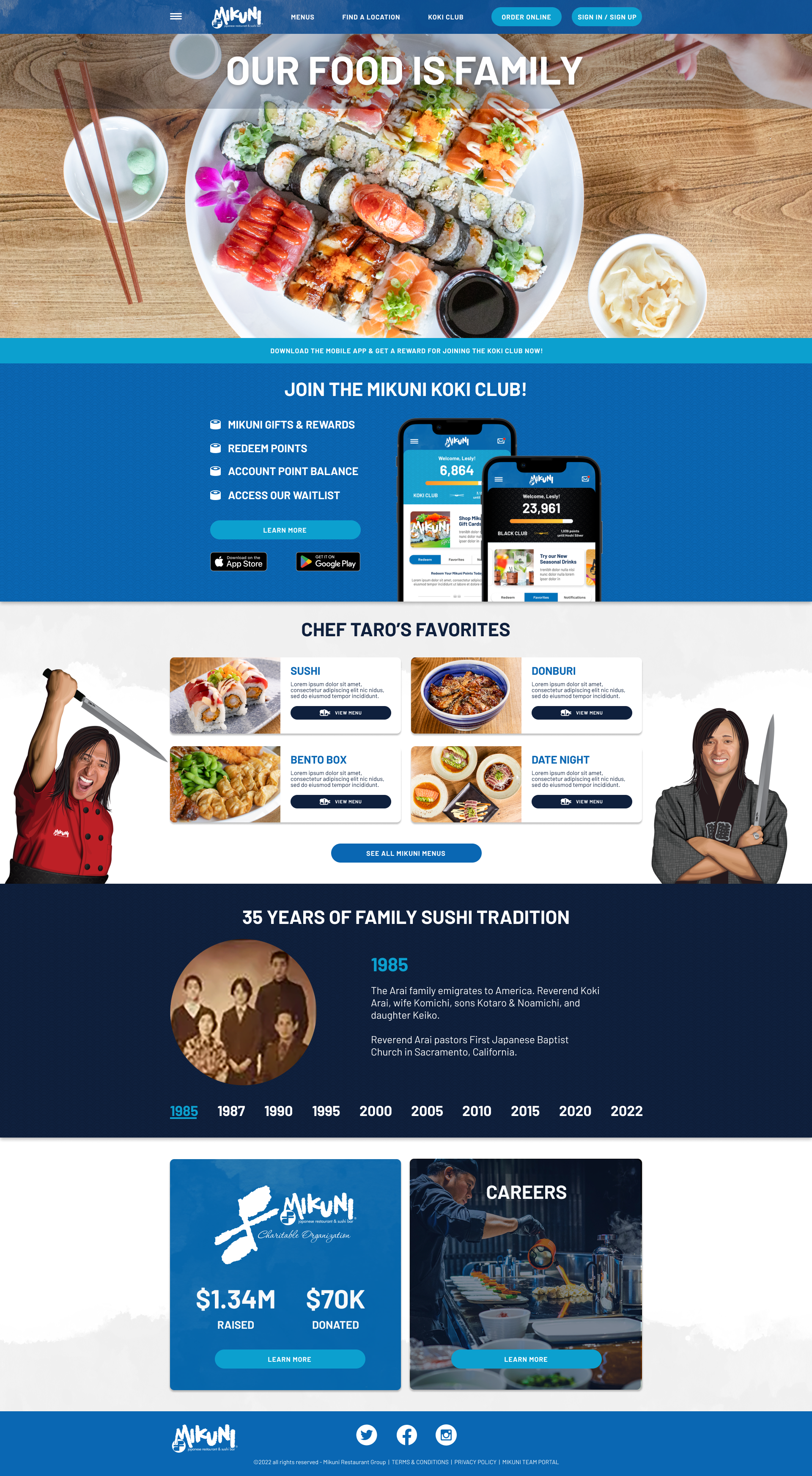 Mikuni Sushi desktop home page design