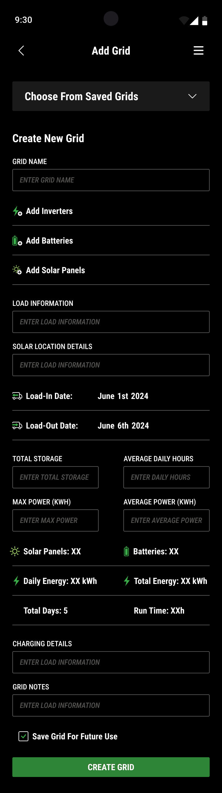 Overdrive app add grid form