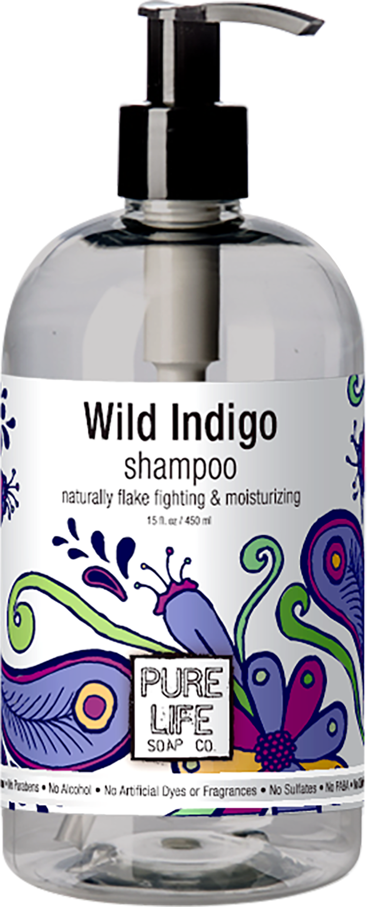 Rendering of Wild Indigo shampoo in new bottle