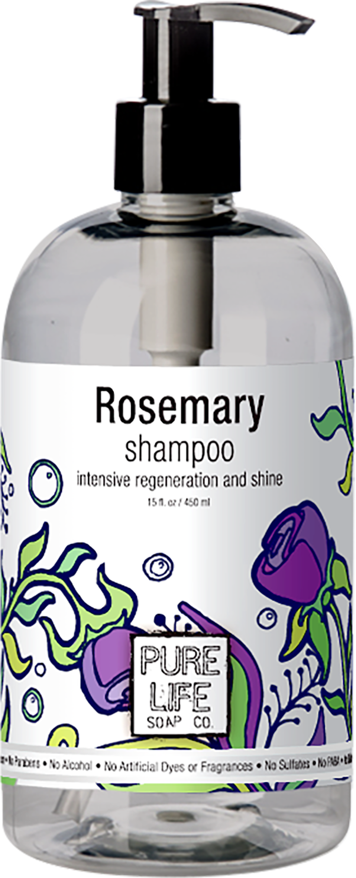 Rendering of Rosemary shampoo in new bottle