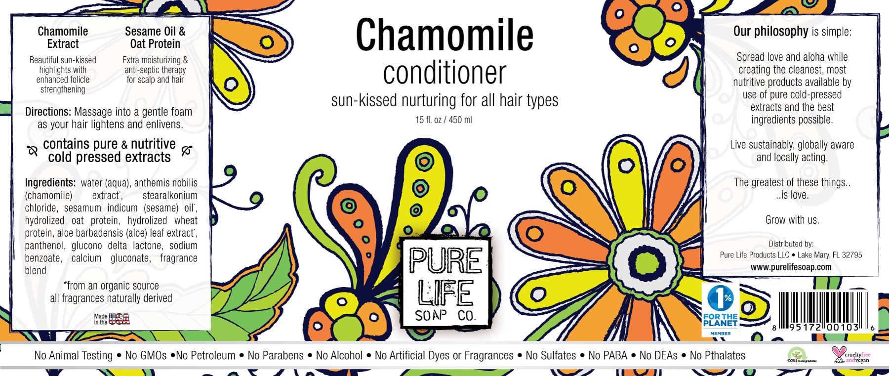 Chamomile Conditioner product label