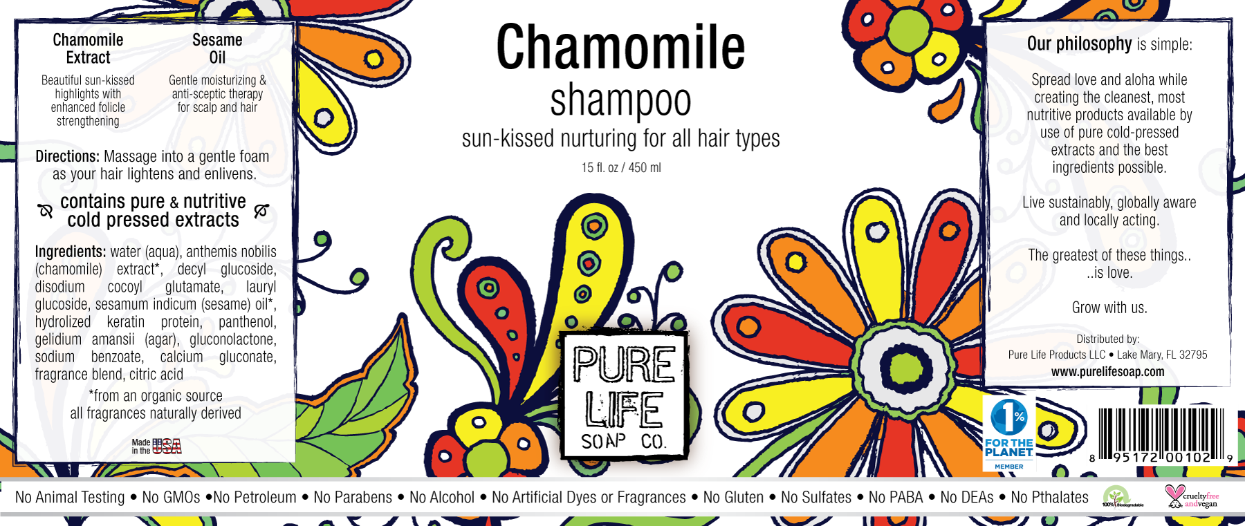 Chamomile Shampoo product label