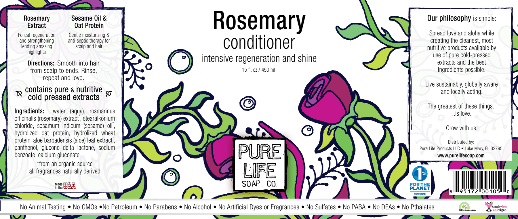 Rosemary Conditioner product label