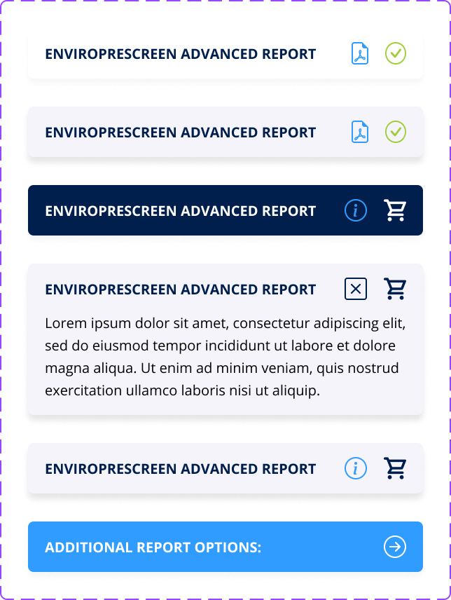 radius report list view components